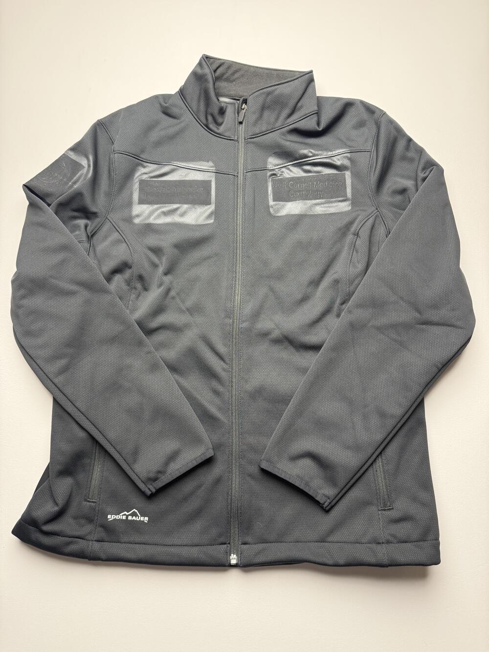 Eddie Bauer Jacket Mens XL Gray Weather Resist Soft Shell Full Zip Fleece Lined